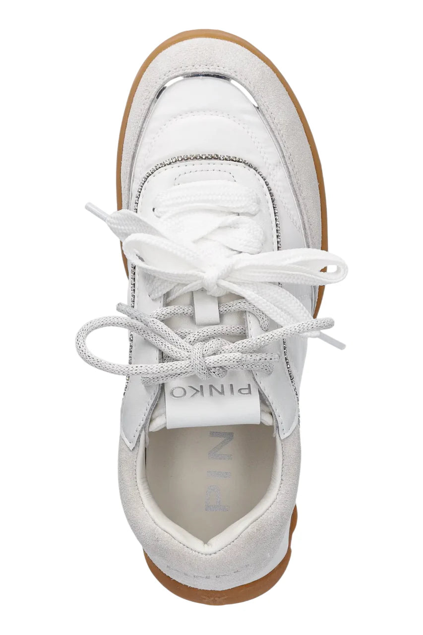 Pinko sneakers Gea doppi lacci con strass bianco SS0179P076 Z1B PINKO