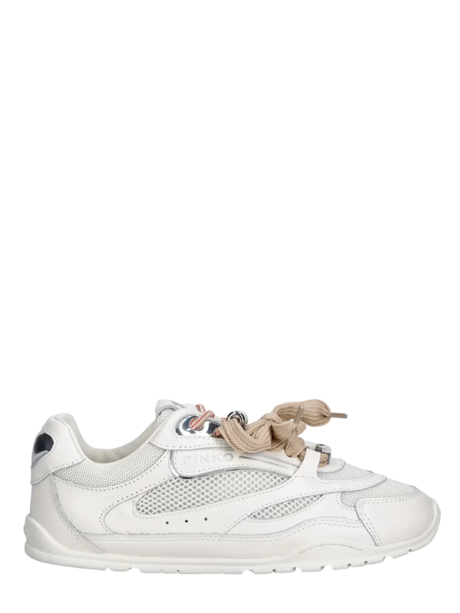 Pinko sneakers Yulia in pelle e mesh doppi lacci bianco SS0185P132 Z1B PINKO