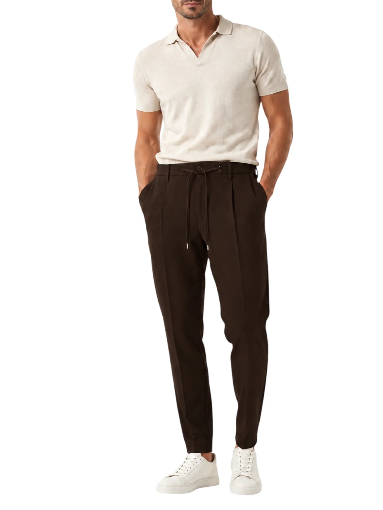 Rar pantaloni uomo con pinces misto viscosa marrone DESICA-226051 M075 RAR