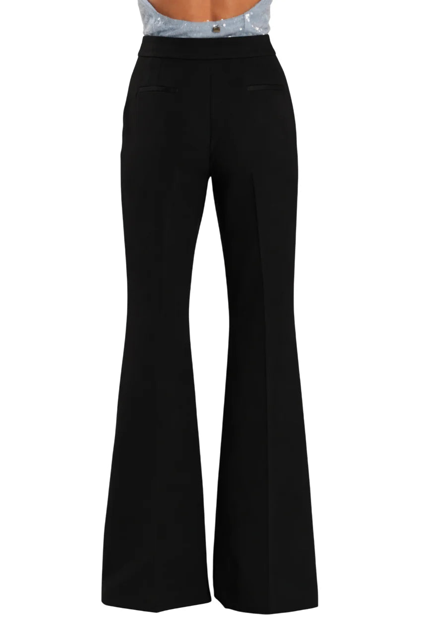 Relish pantaloni a zampa con dettagli satin nero BARRINTON 1199 RELISH