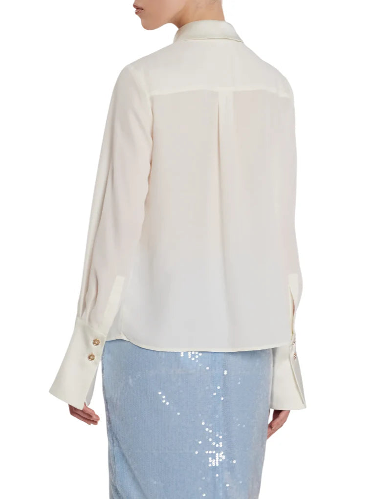 Relish camicia Ghini manica lunga con dettagli gioiello bianco latte GHINI 1101 RELISH
