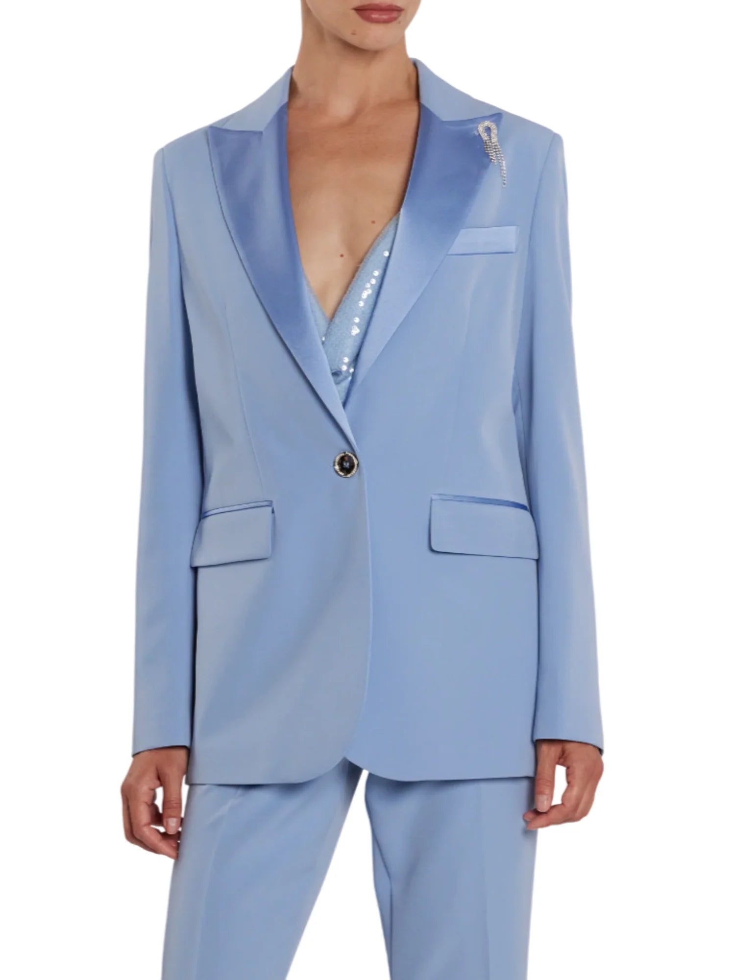 Relish giacca blazer Satyne con dettagli satin celeste SATYNE 1771 RELISH