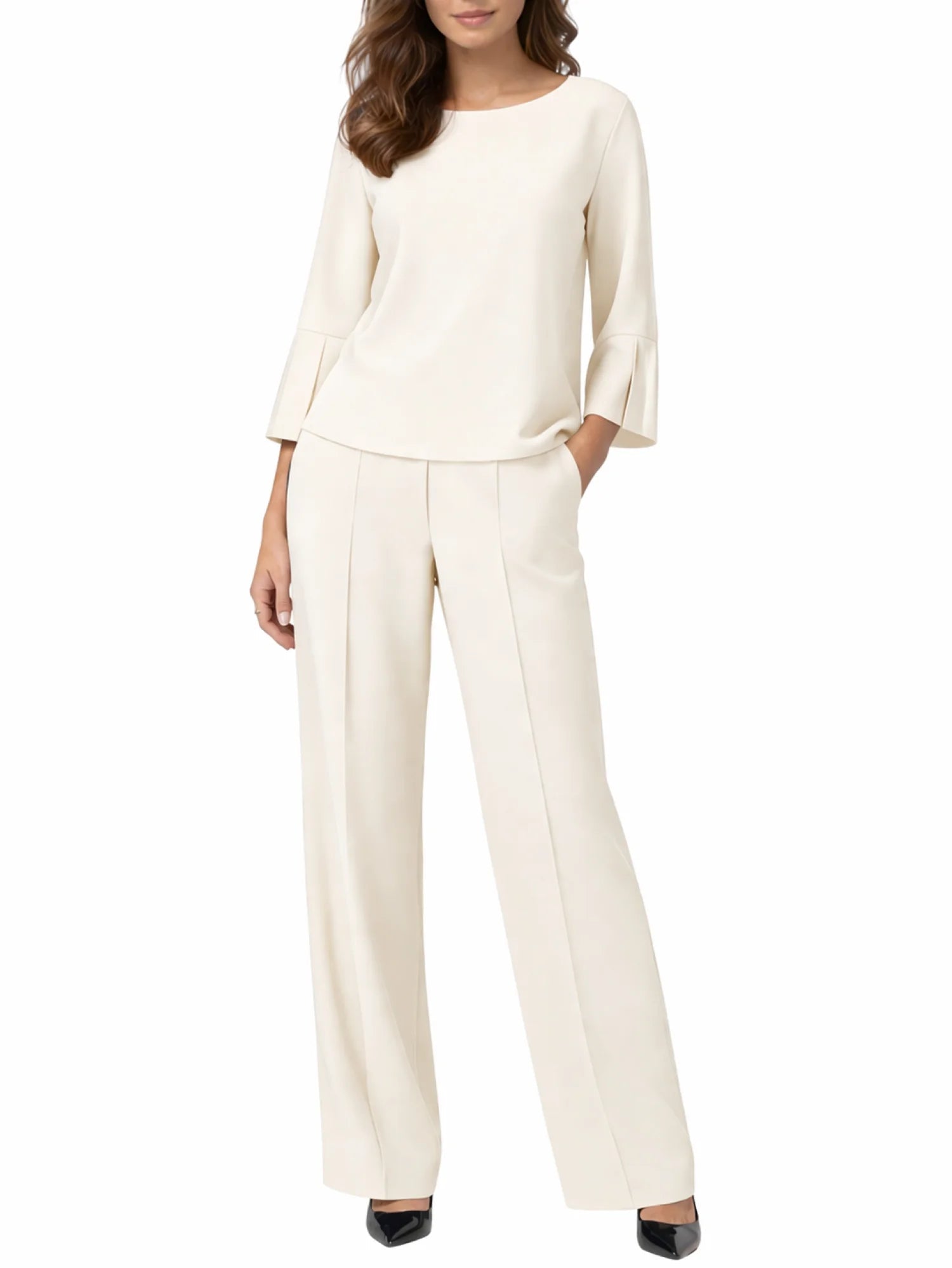 Sandro Ferrone completo donna blusa e pantaloni panna S15XBFCRISTINA ECRU Sandro FERRONE