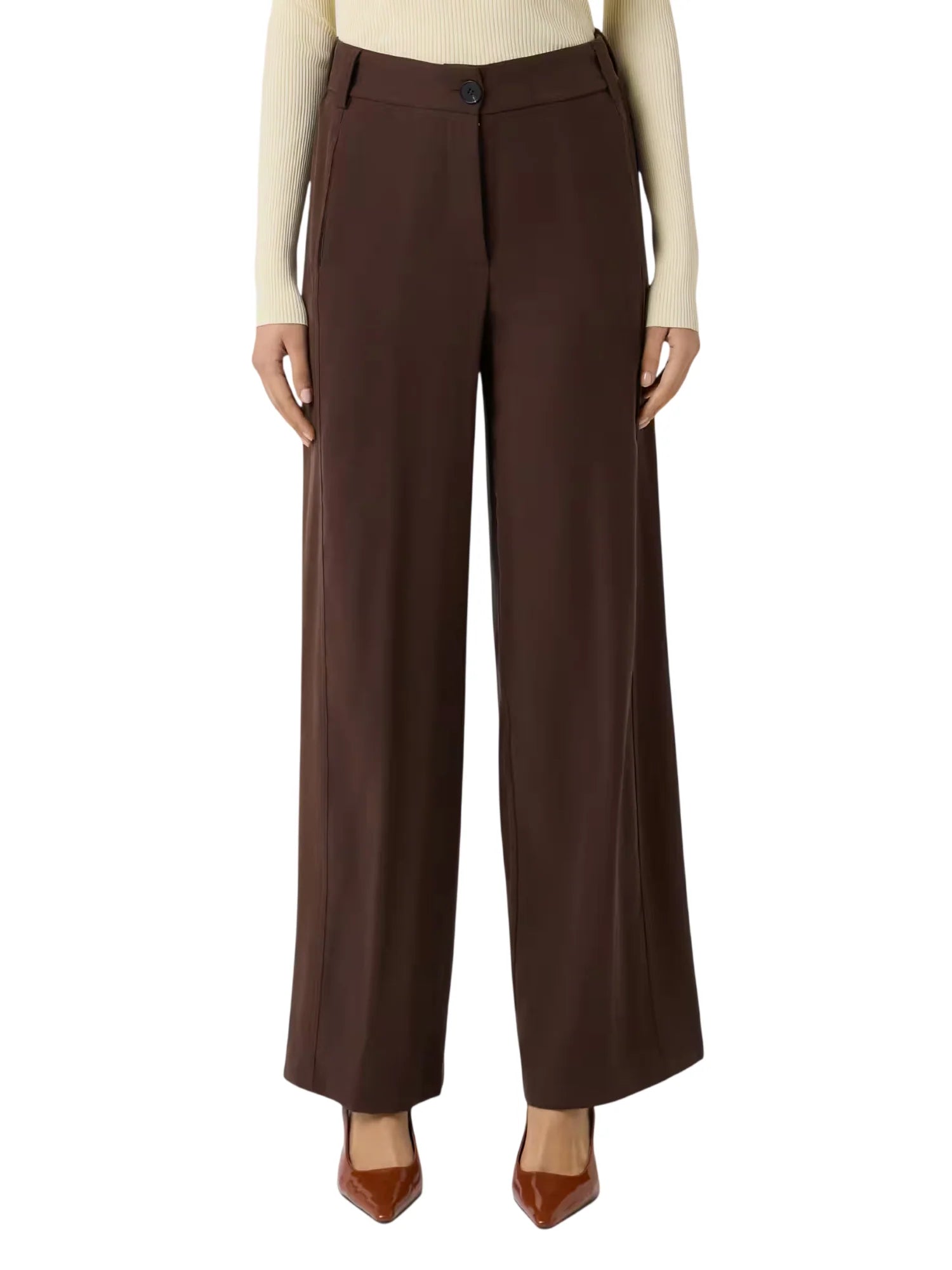 Sandro Ferrone pantaloni donna gamba larga misto viscosa marrone S32XBFMADELEINE MOKA Sandro FERRONE