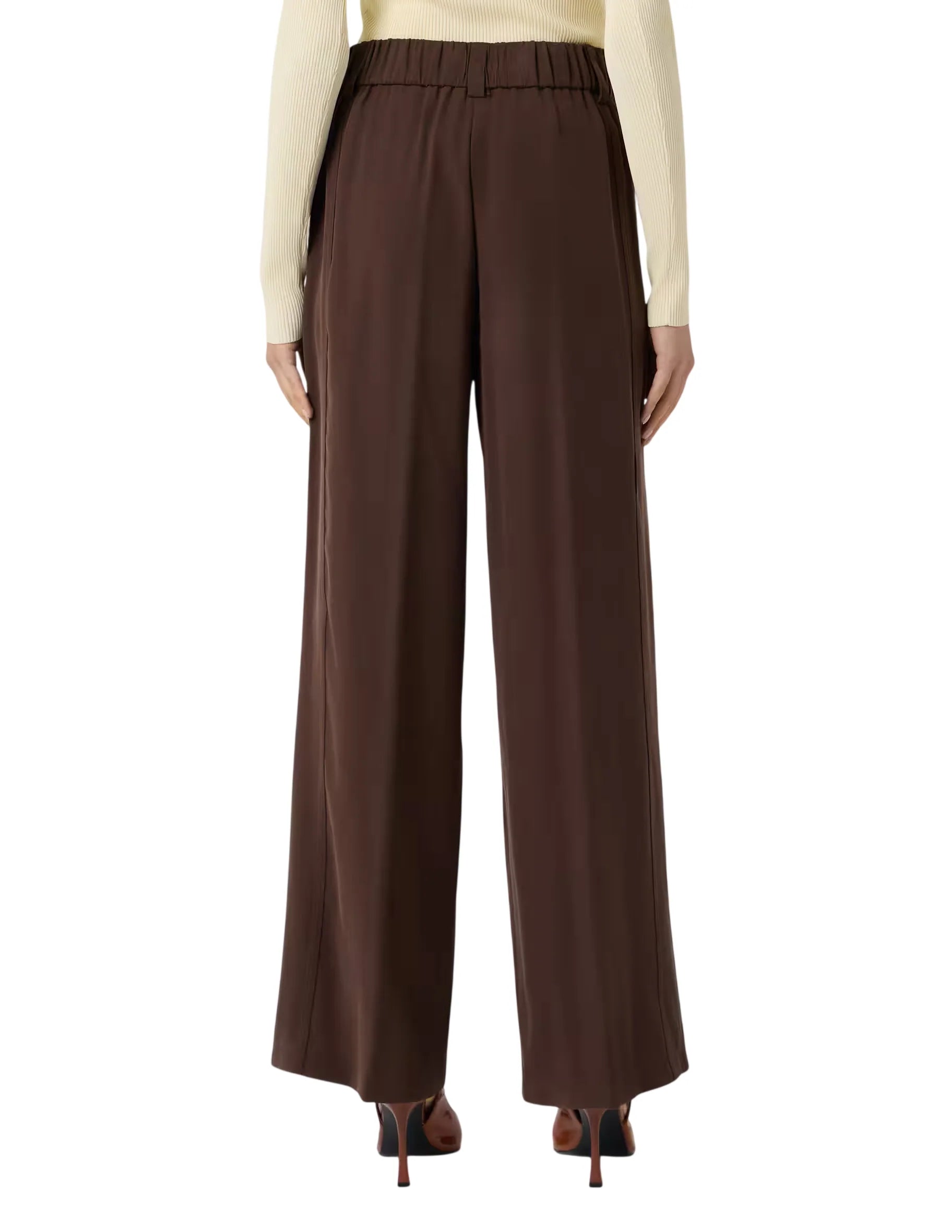 Sandro Ferrone pantaloni donna gamba larga misto viscosa marrone S32XBFMADELEINE MOKA Sandro FERRONE