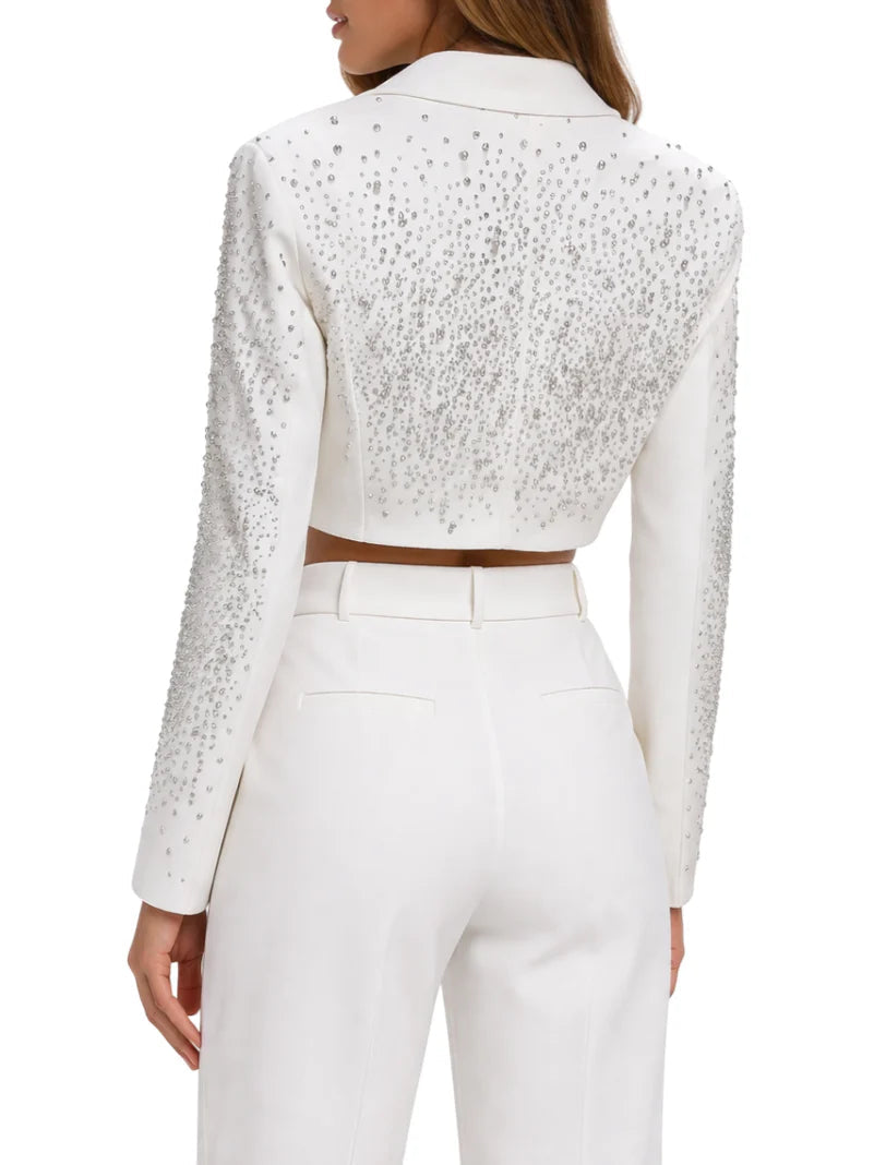 Silence giacca crop Lux con applicazioni gioiello panna GI5352APP OFF WHITE SILENCE