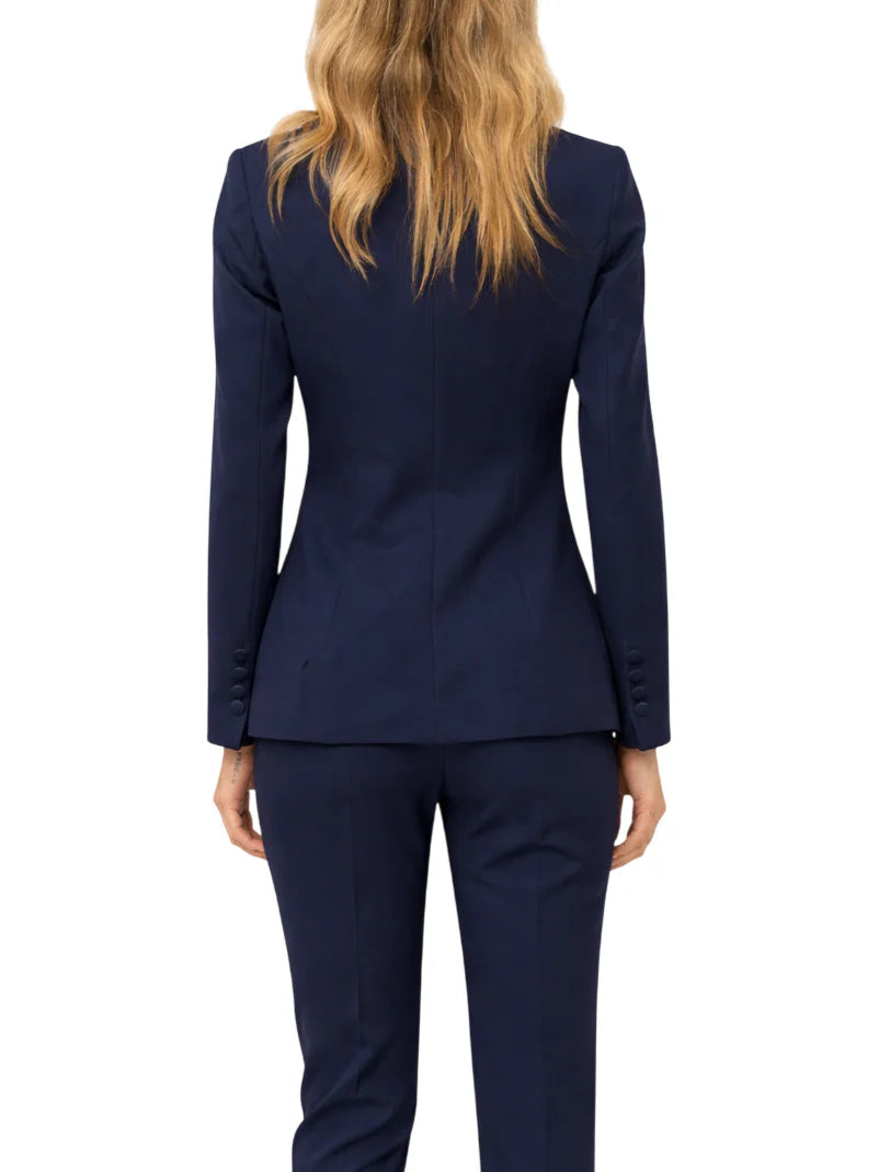 Silence giacca doppiopetto con collo strass blu GI5366APP NAVY SILENCE