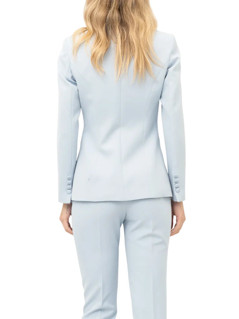 Silence giacca doppiopetto con collo strass celeste GI5366APP SKY SILENCE