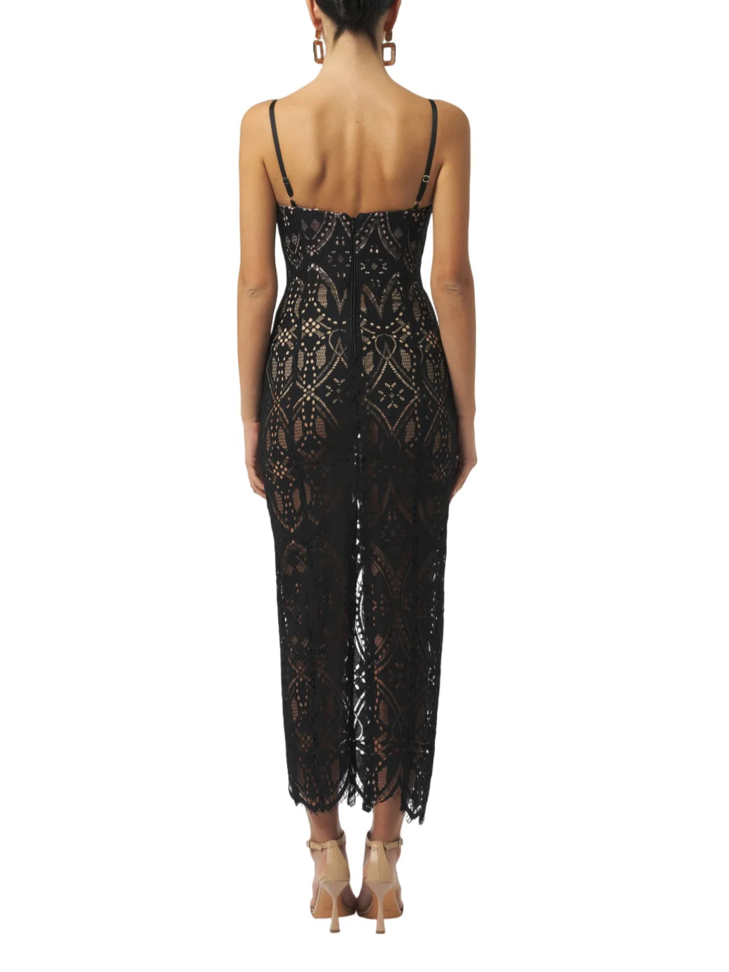 Silence abito lungo Desire in pizzo nero nude SLAB025 BLACK SILENCE