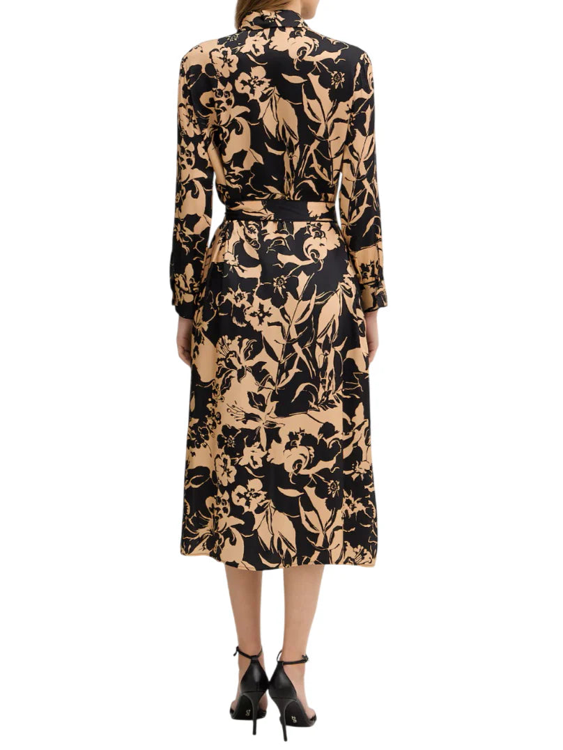 Simona Corsellini abito chemisier in fantasia con cintura beige nero P26CPAB02001 0000 SIMONA CORSELLINI