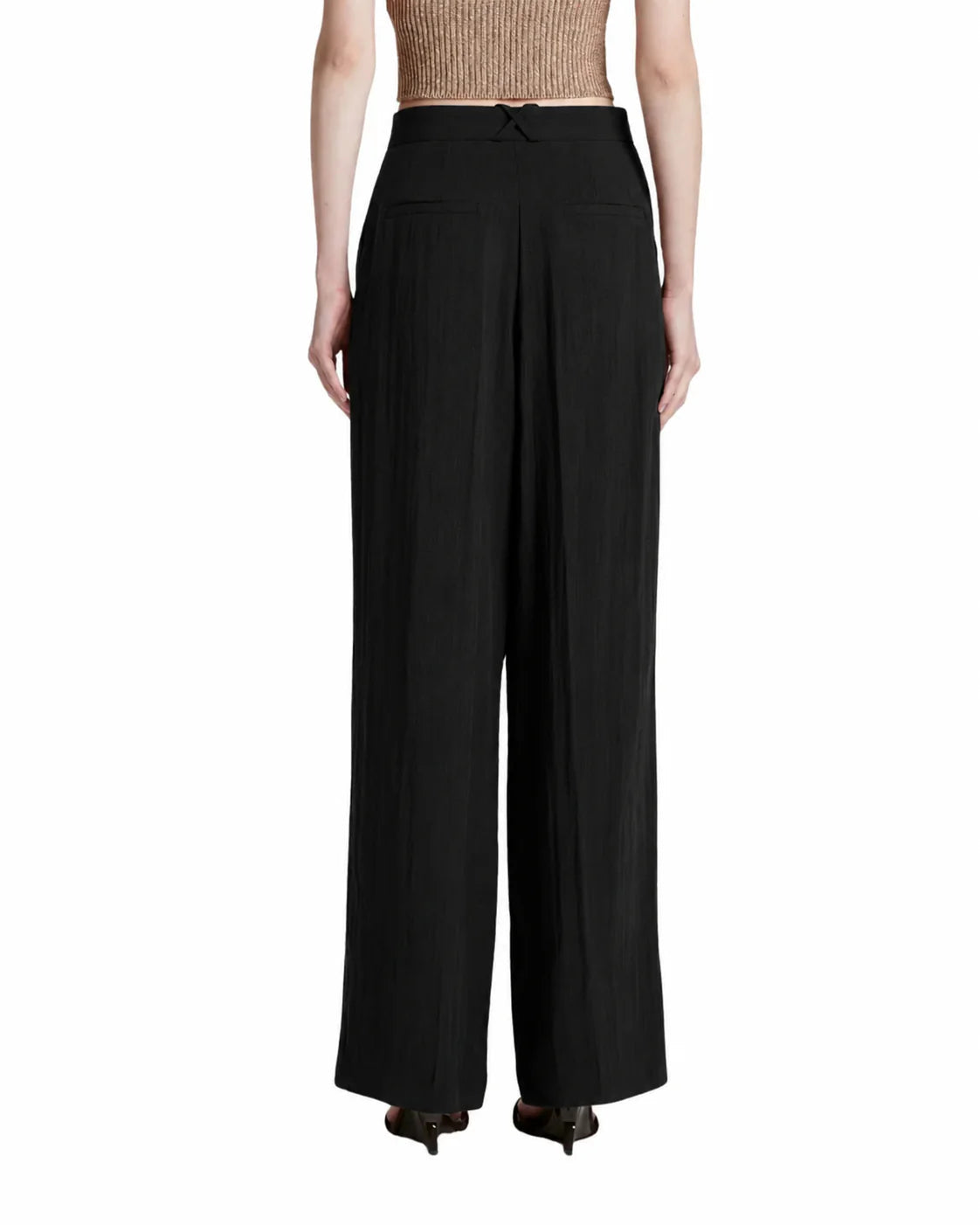 Simona Corsellini pantaloni gamba larga donna con pinces nero P26CPPA00601 0003 SIMONA CORSELLINI