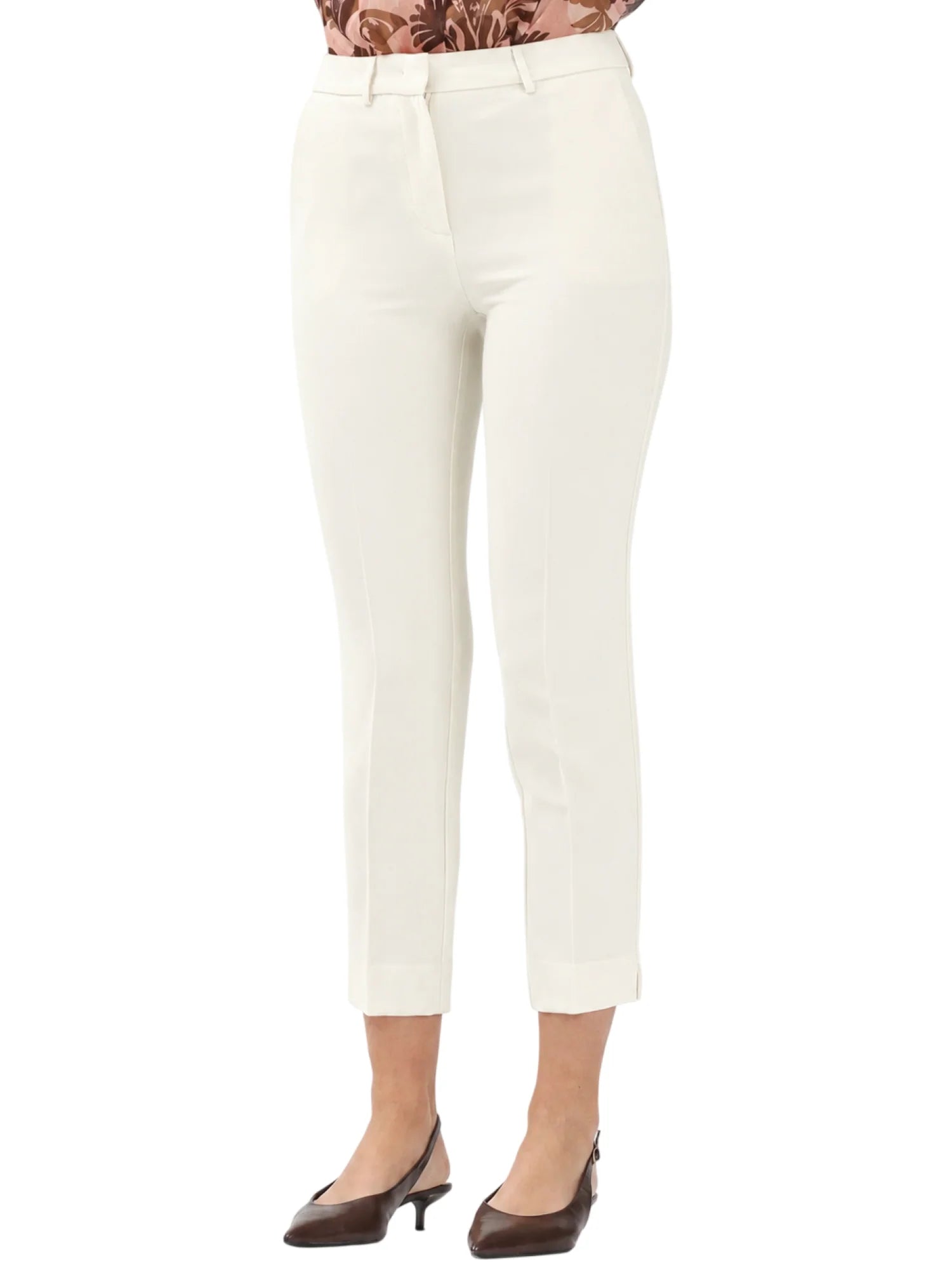 Simona Corsellini pantaloni slim crop donna in tessuto crepe panna P26CPPA02803 0359 SIMONA CORSELLINI