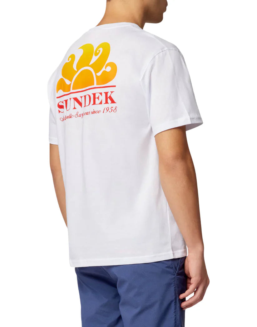 Sundek T-shirt uomo manica corta in cotone bianco M028TEJ7800 00600 SUNDEK