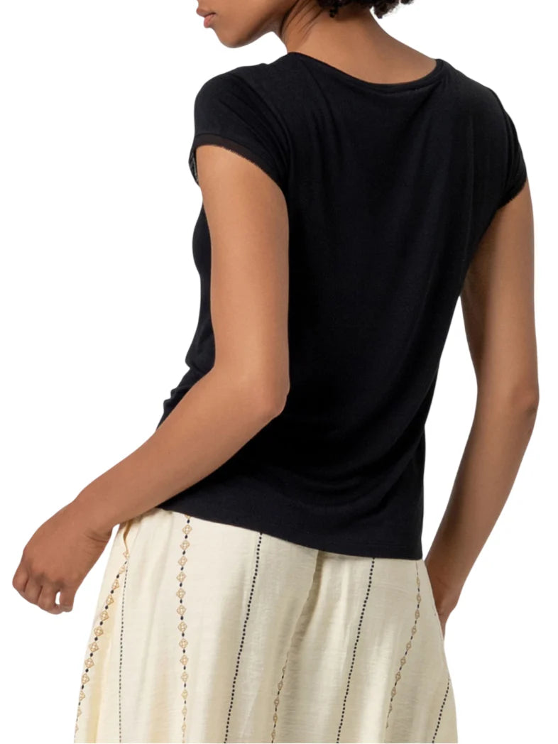 Surkana T-shirt manica corta in viscosa nero 516BABO013 00 SURKANA