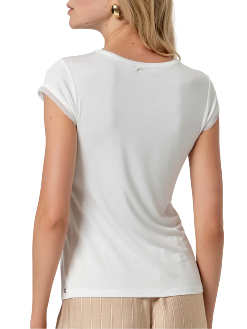Surkana T-shirt manica corta in viscosa bianco 516BABO013 01 SURKANA