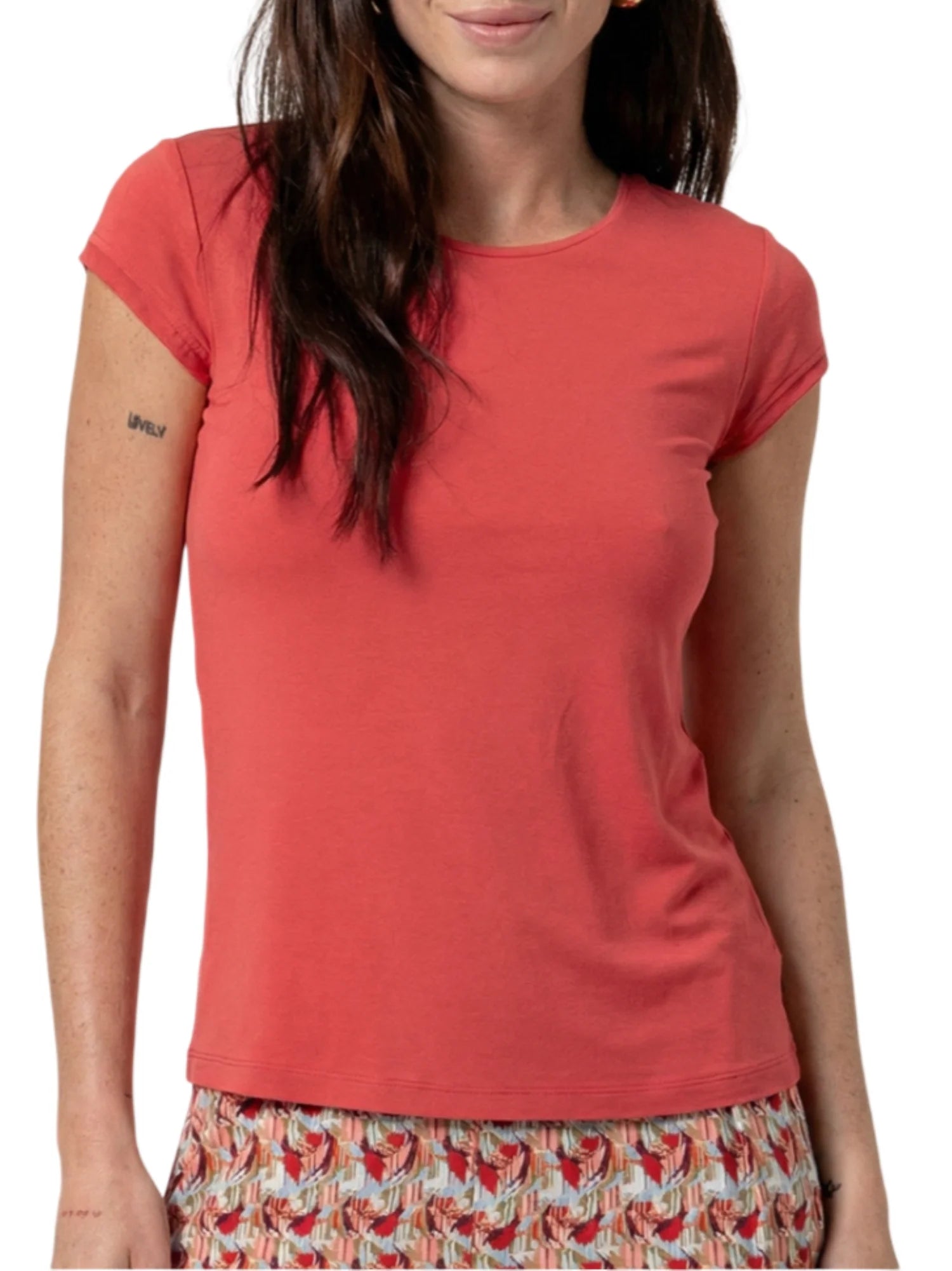 Surkana T-shirt manica corta in viscosa rosso aragosta 516BABO013 40 SURKANA