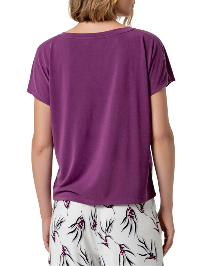 Surkana T-shirt scollo a V donna viola 526BAMO015 43 SURKANA