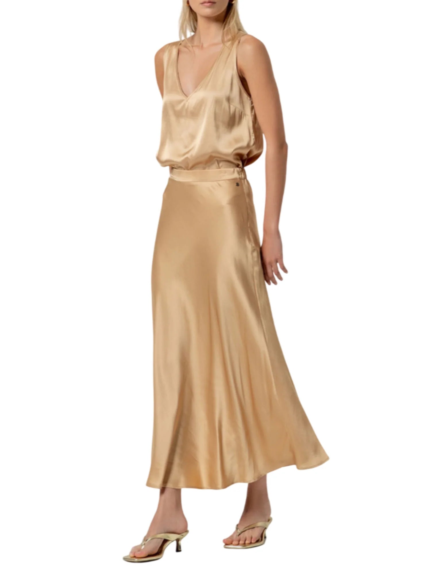 Surkana gonna midi svasata in raso beige 526BISO625 08 SURKANA
