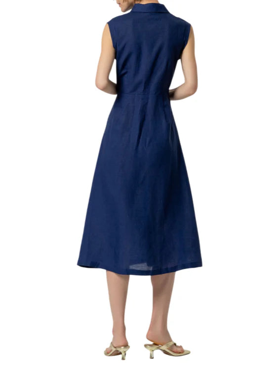 Surkana abito midi chemisier misto lino blu 526NAPE728 52 SURKANA