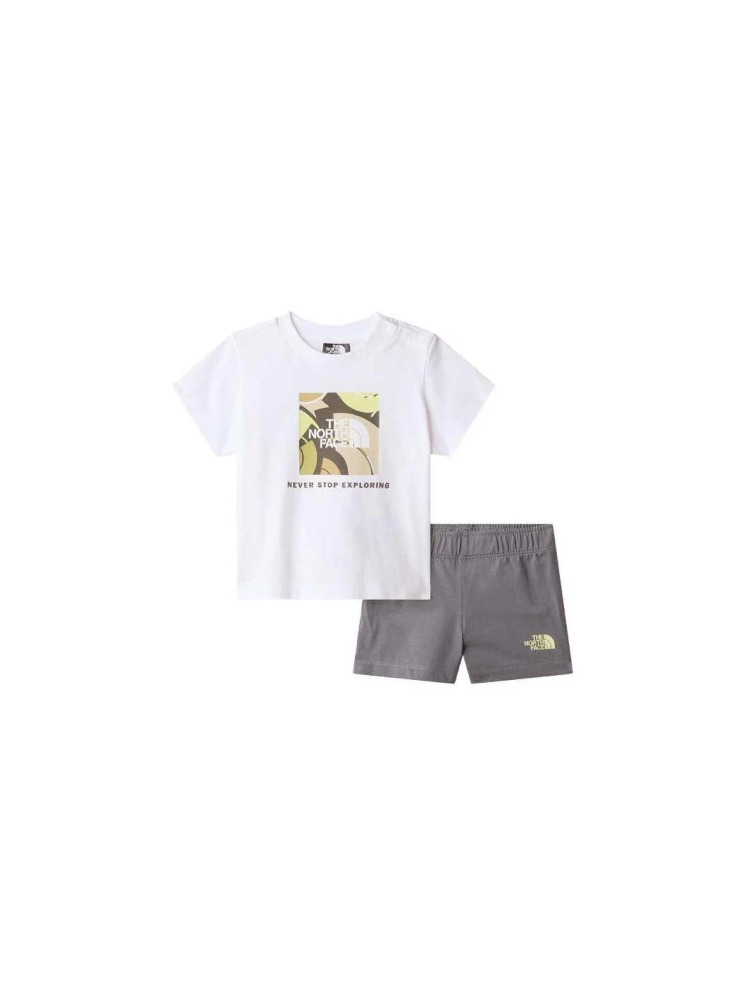 The North Face completo neonato T-shirt e shorts bianco grigio NF0A8G1D 3N81 THE NORTH FACE