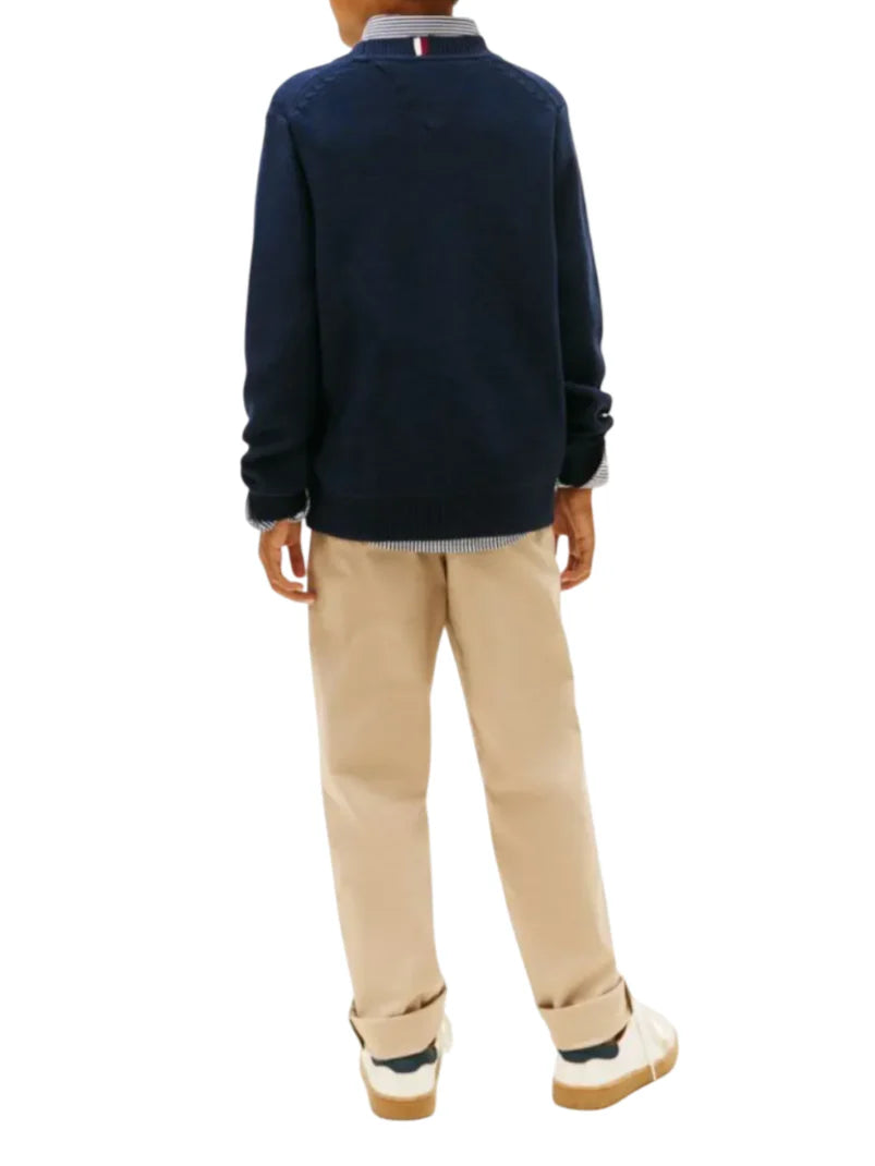 Tommy Hilfiger maglia bambino con logo jacquard blu KB0KB10070 C1G Tommy Hilfiger