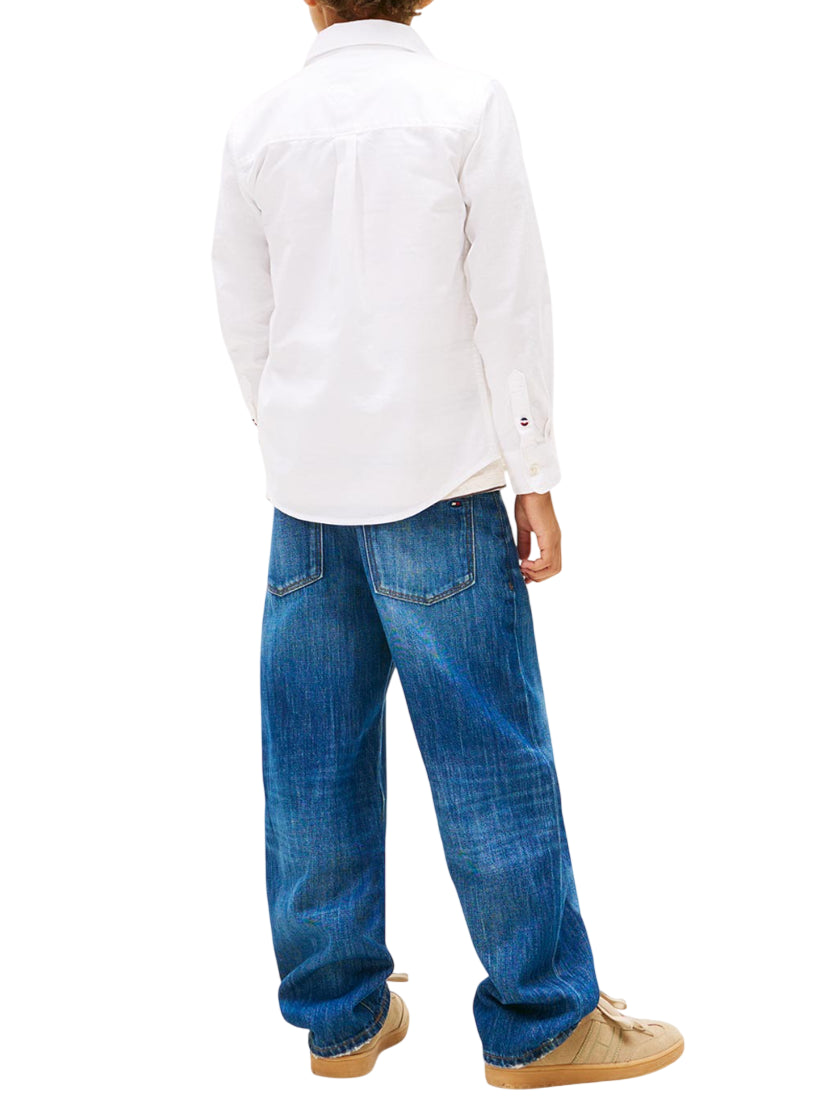 Tommy Hilfiger camicia bambino manica lunga bianco KB0KB10192 YBR Tommy Hilfiger