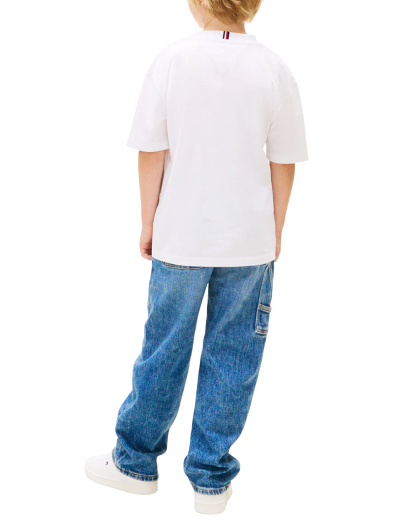 Tommy Hilfiger T-shirt manica corta bambino bianco KB0KB10340 YBR Tommy Hilfiger