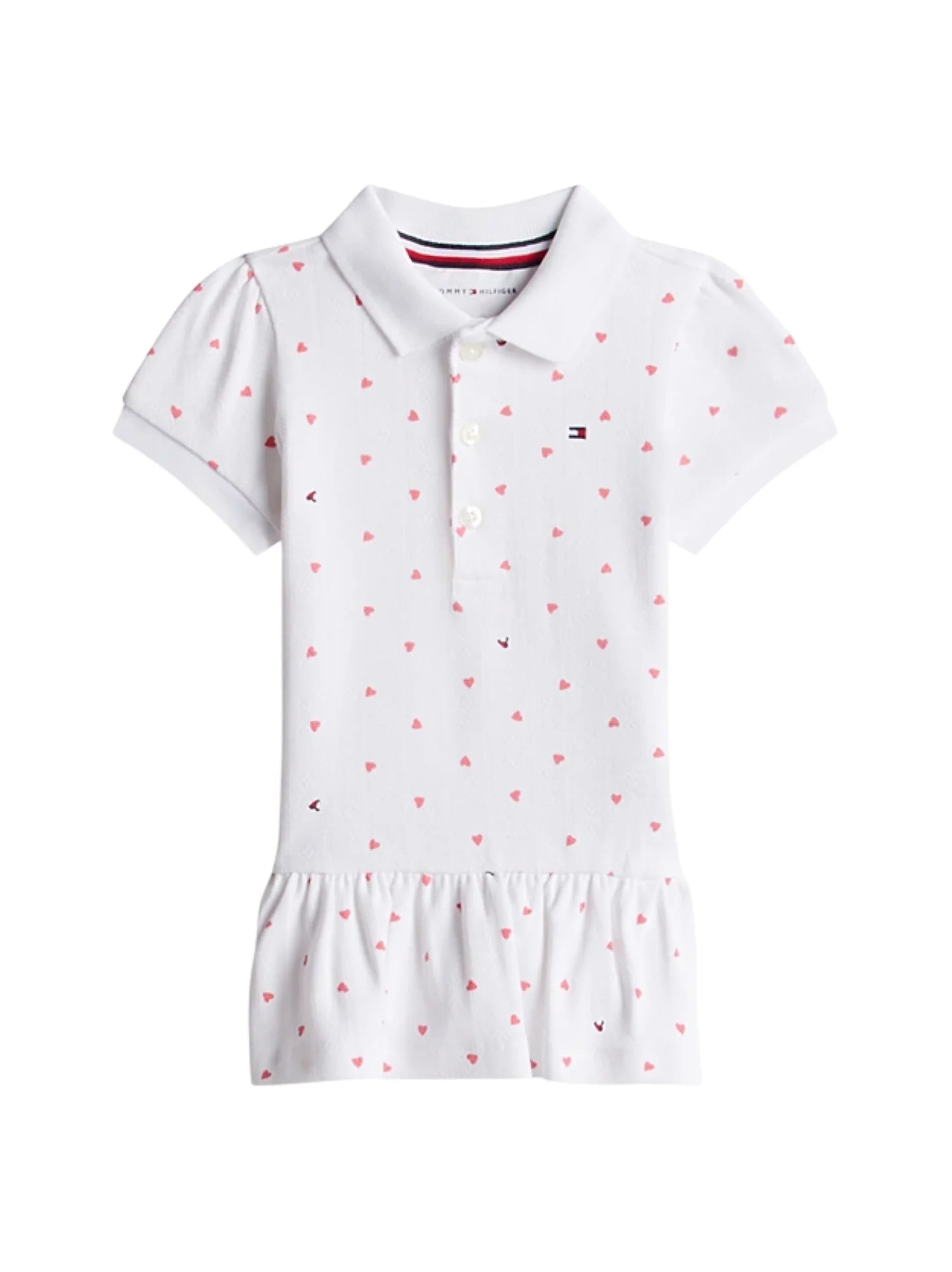 Tommy Hilfiger abito neonata in fantasia a cuoricini bianco KN0KN02365 0K4 Tommy Hilfiger