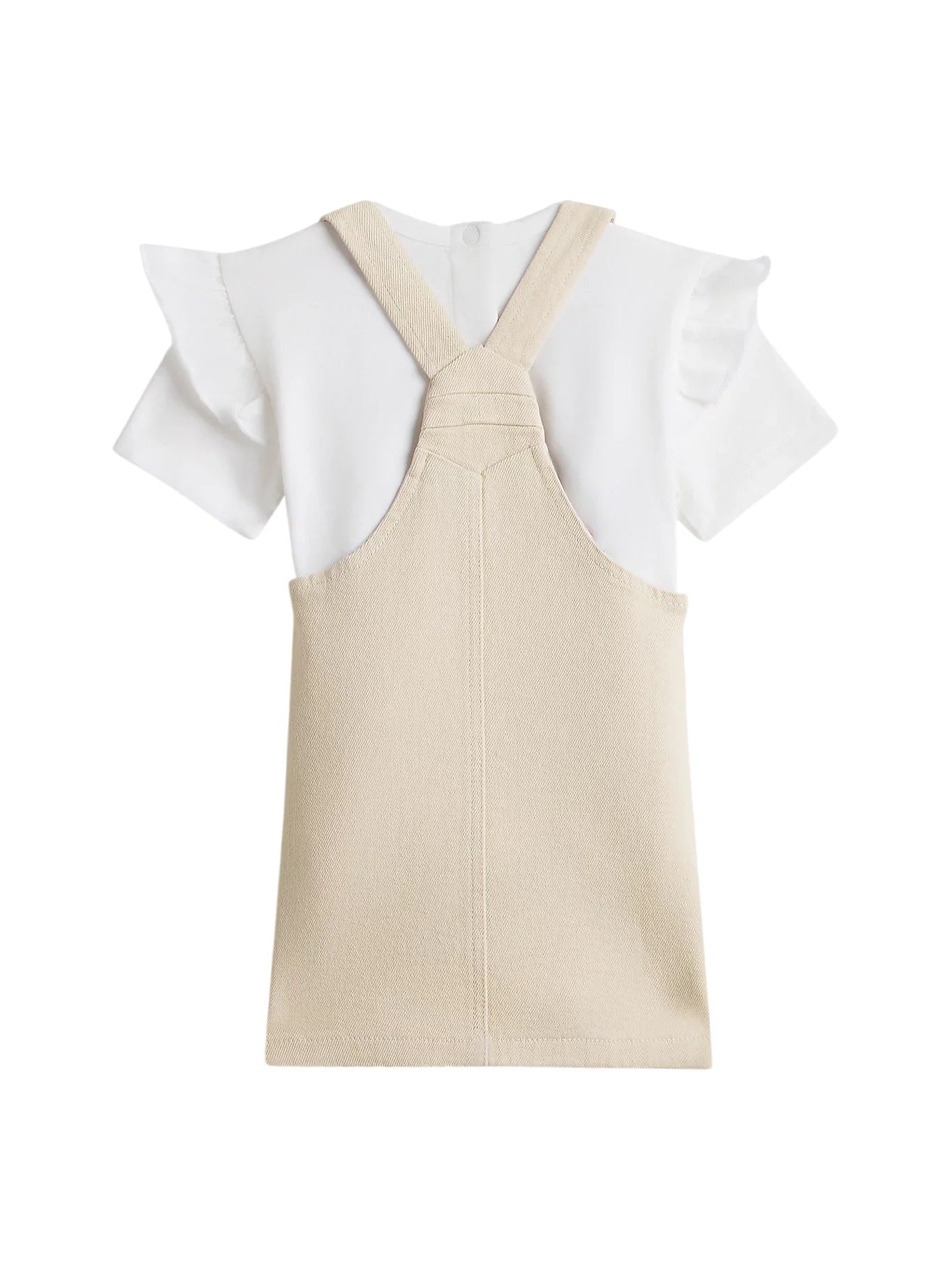 Tommy Hilfiger abito neonata salopette e T-shirt beige bianco KN0KN02380 ACI Tommy Hilfiger