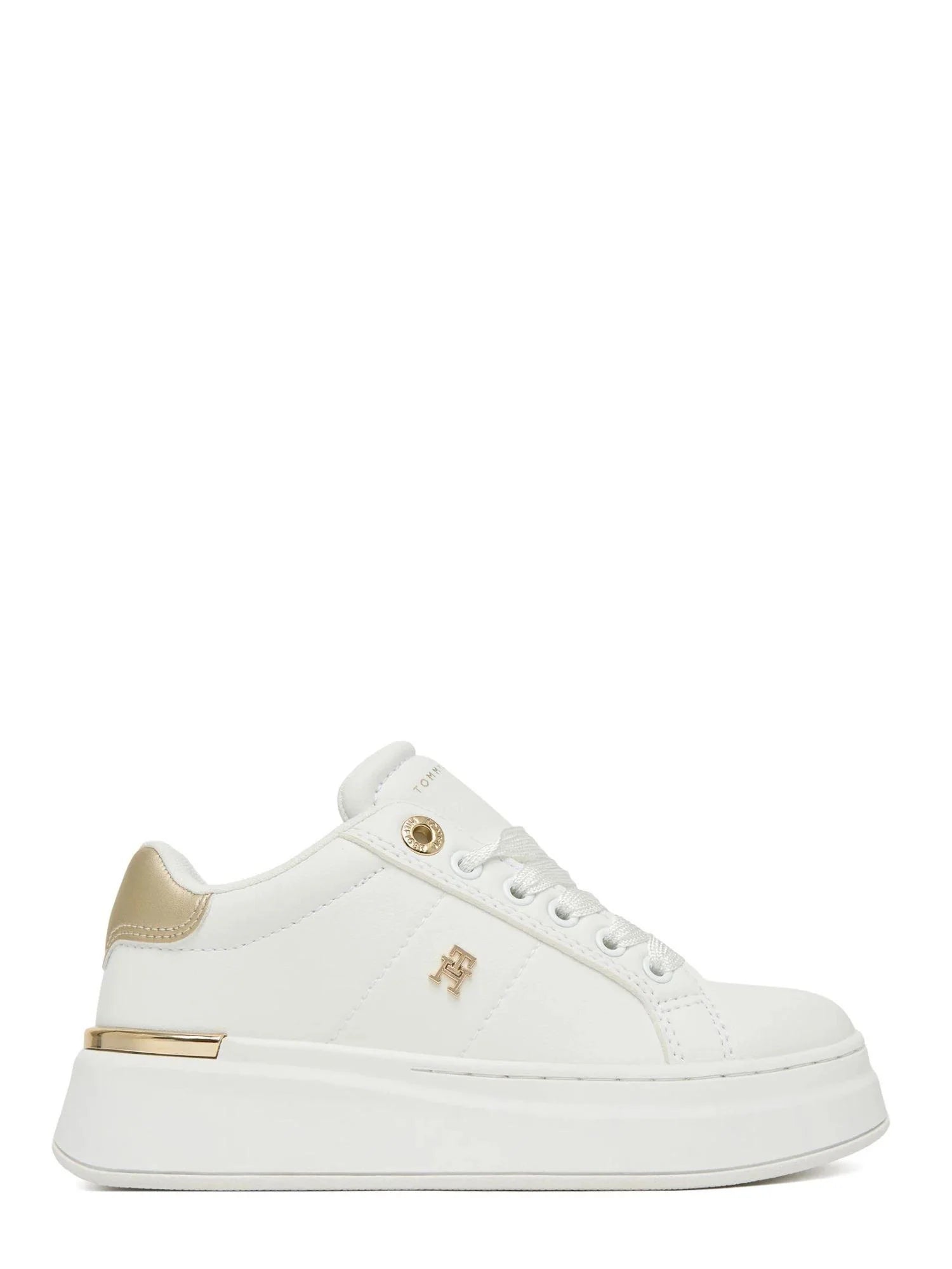 Tommy Hilfiger sneakers bambina in ecopelle bianco oro T3A9-34253-1355 X048 Tommy Hilfiger