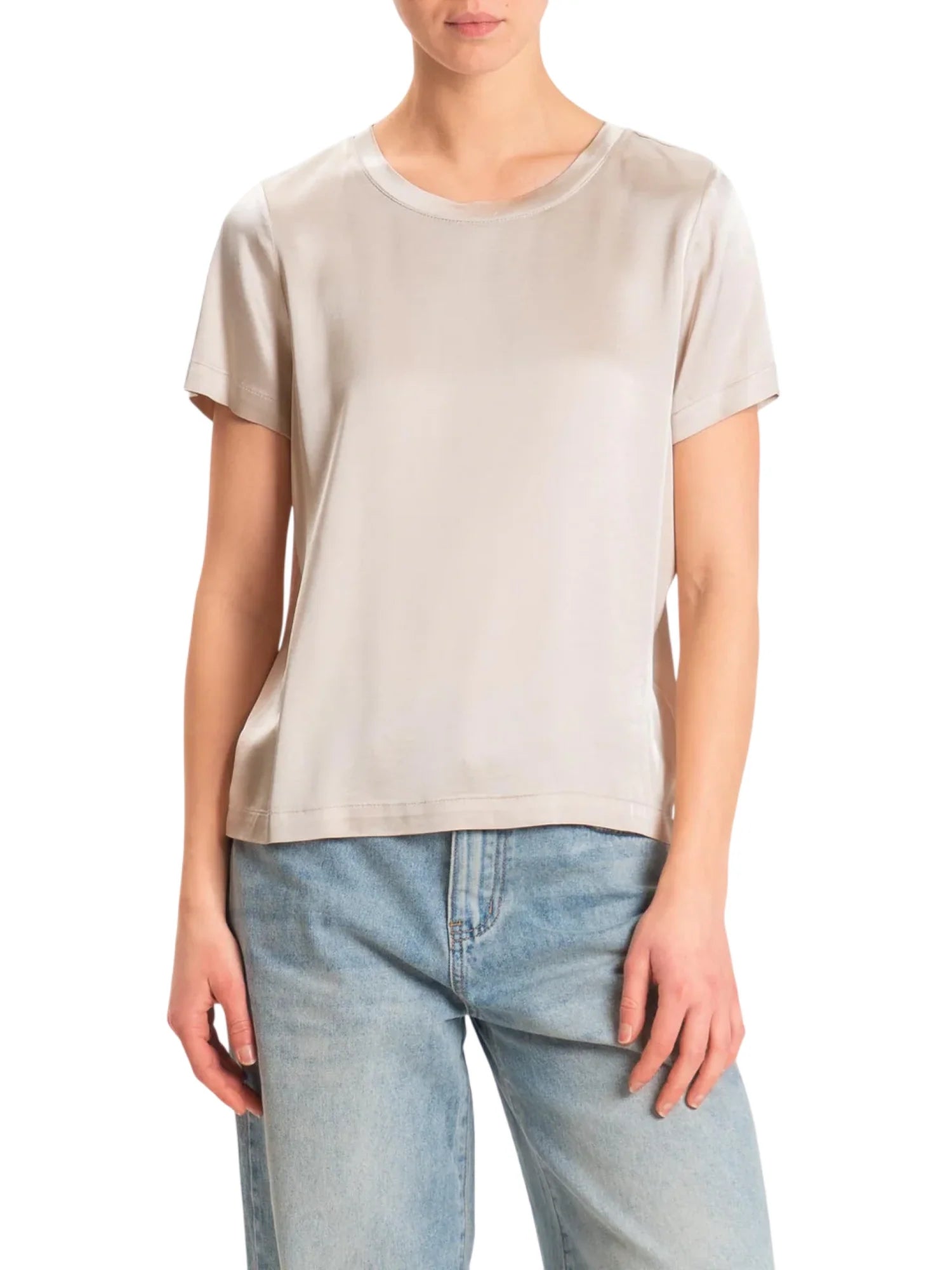 Vicolo T-shirt donna in raso manica corta ecrù TAB0083 SABBIA VICOLO