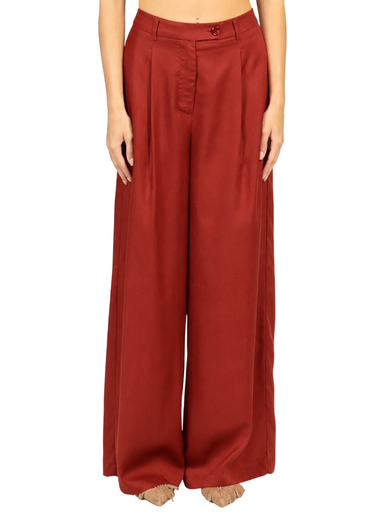 Vicolo pantaloni gamba larga con pinces ruggine TAB1631 TERRACOTTA VICOLO