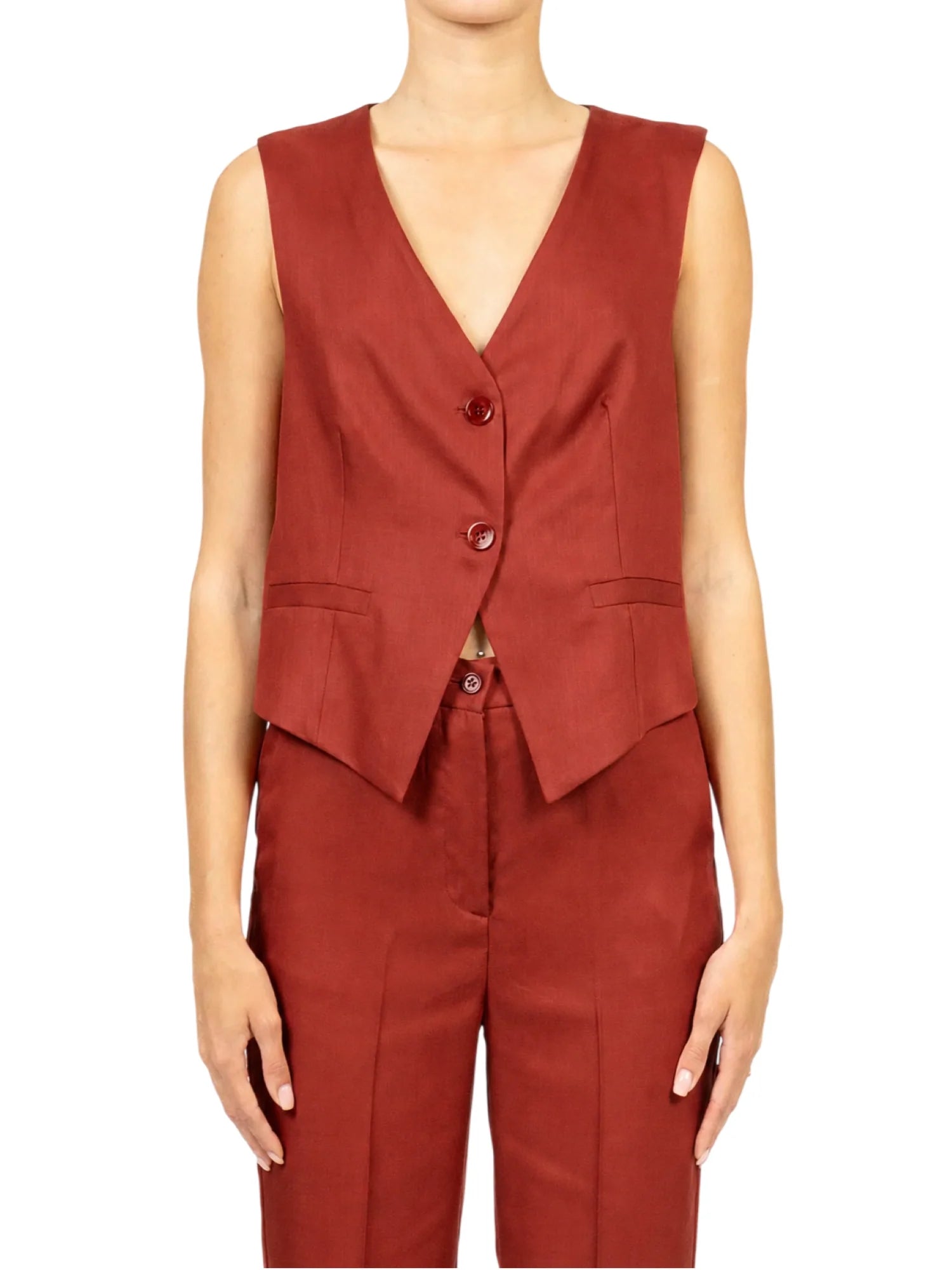 Vicolo gilet donna in lyocell ruggine TAB1766 TERRACOTTA VICOLO