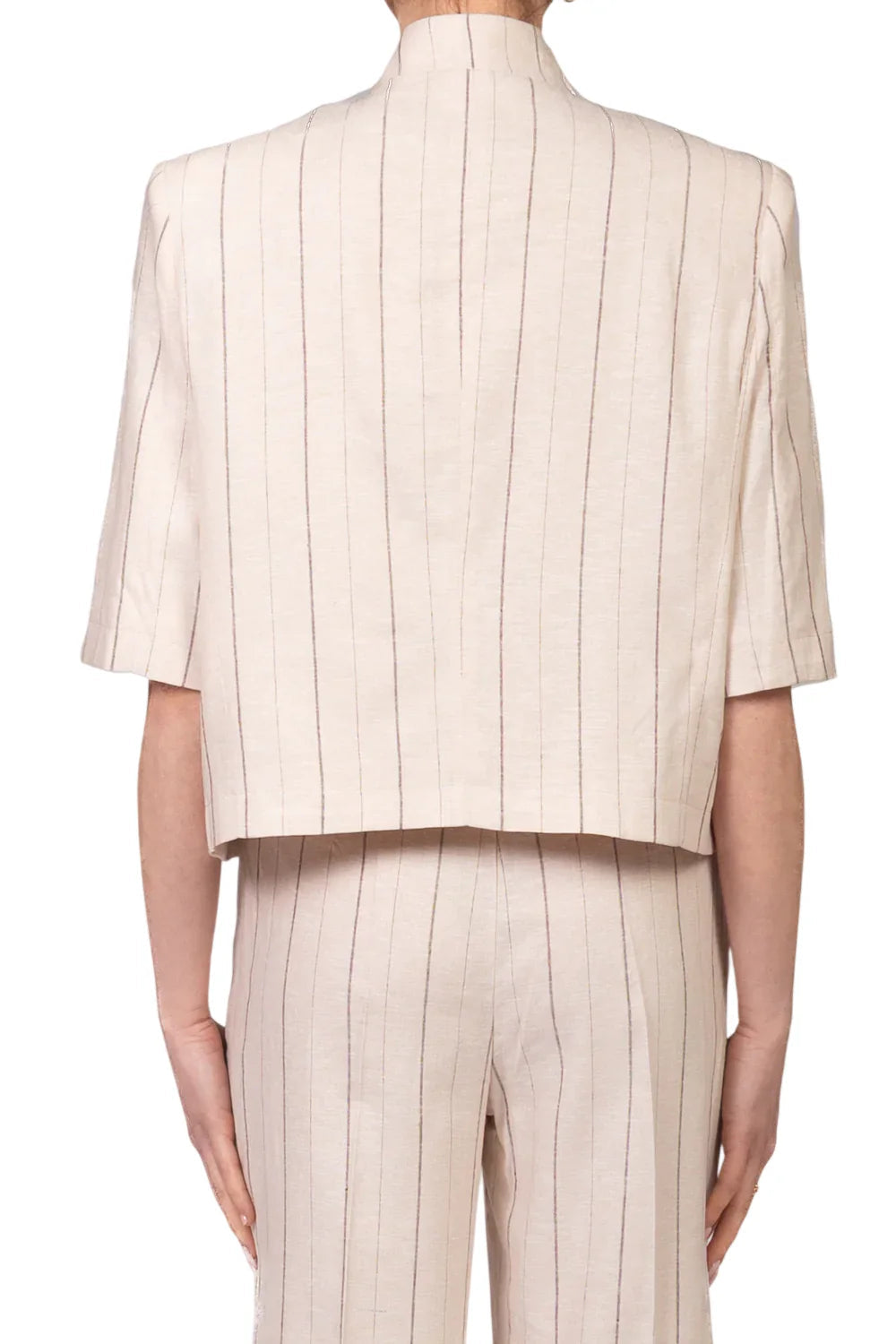 Vicolo giacca blazer gessata alla coreana beige TAB2107 BEIGE VICOLO