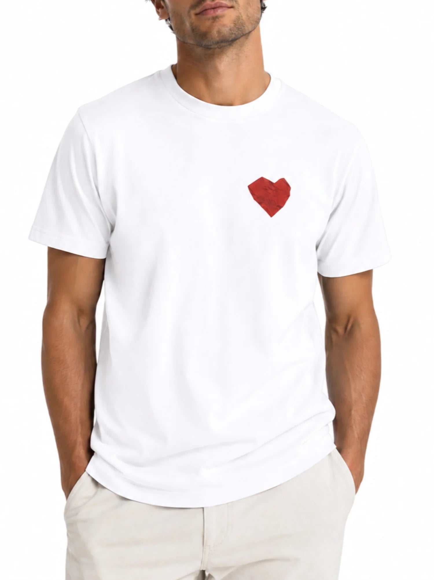 Vision of Super T-shirt uomo manica corta stampa Heart panna VS073TE WHITE VISION OF SUPER