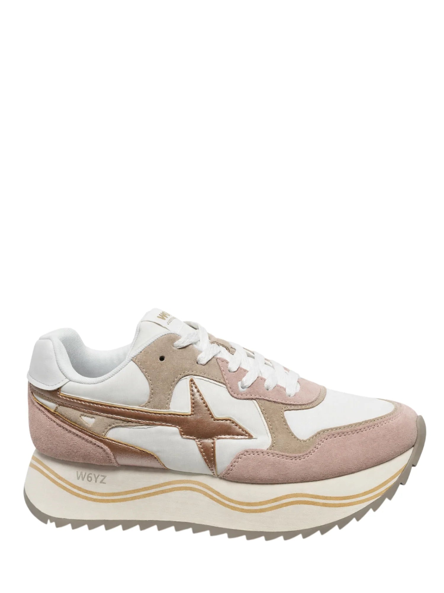 W6yz sneakers donna Deva platform in tessuto e suede bianco rosa 201740546 2M36 W6YZ