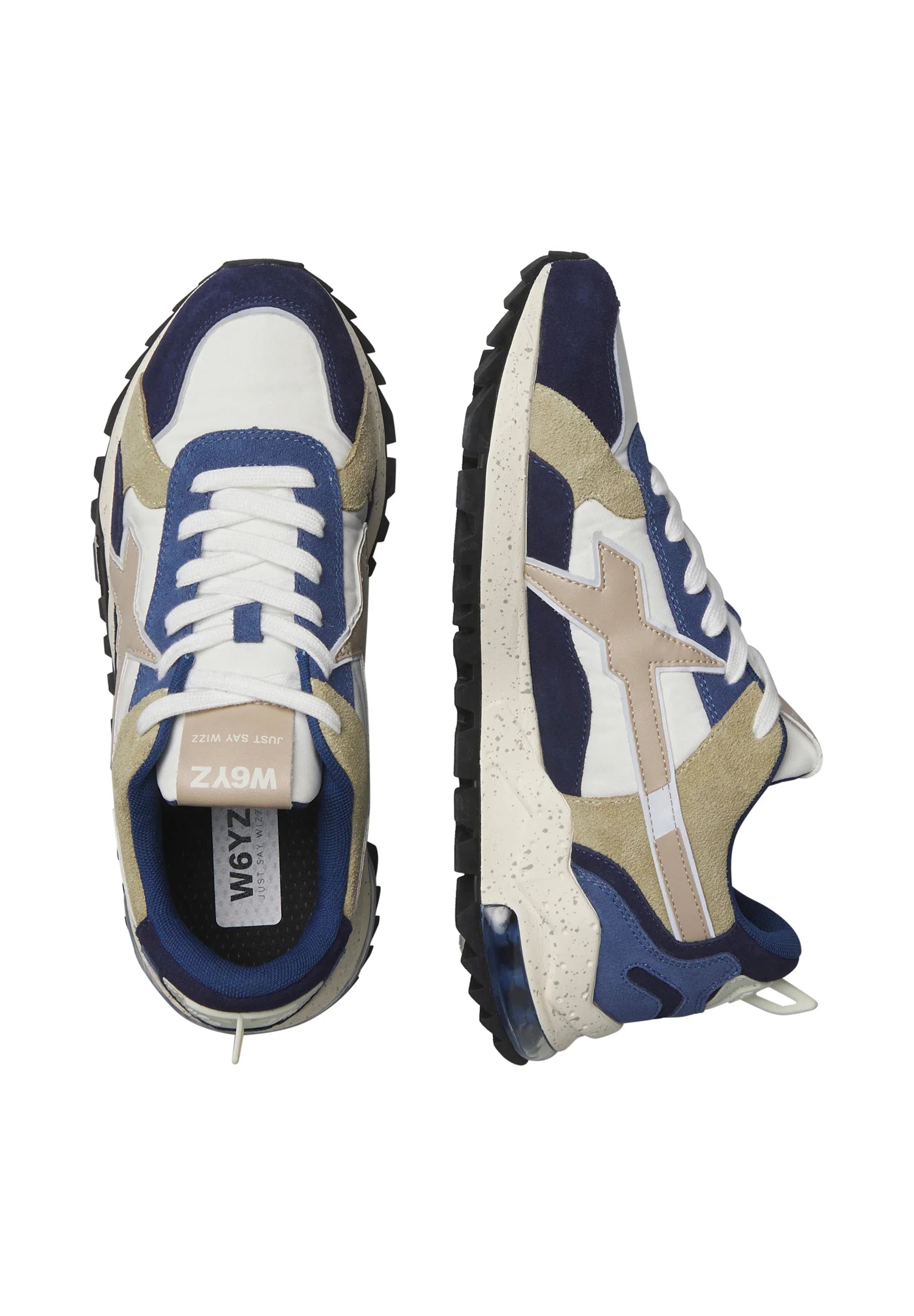W6yz sneakers uomo Breeze in suede e tessuto tecnico blu verde 201861206 1C26 W6YZ