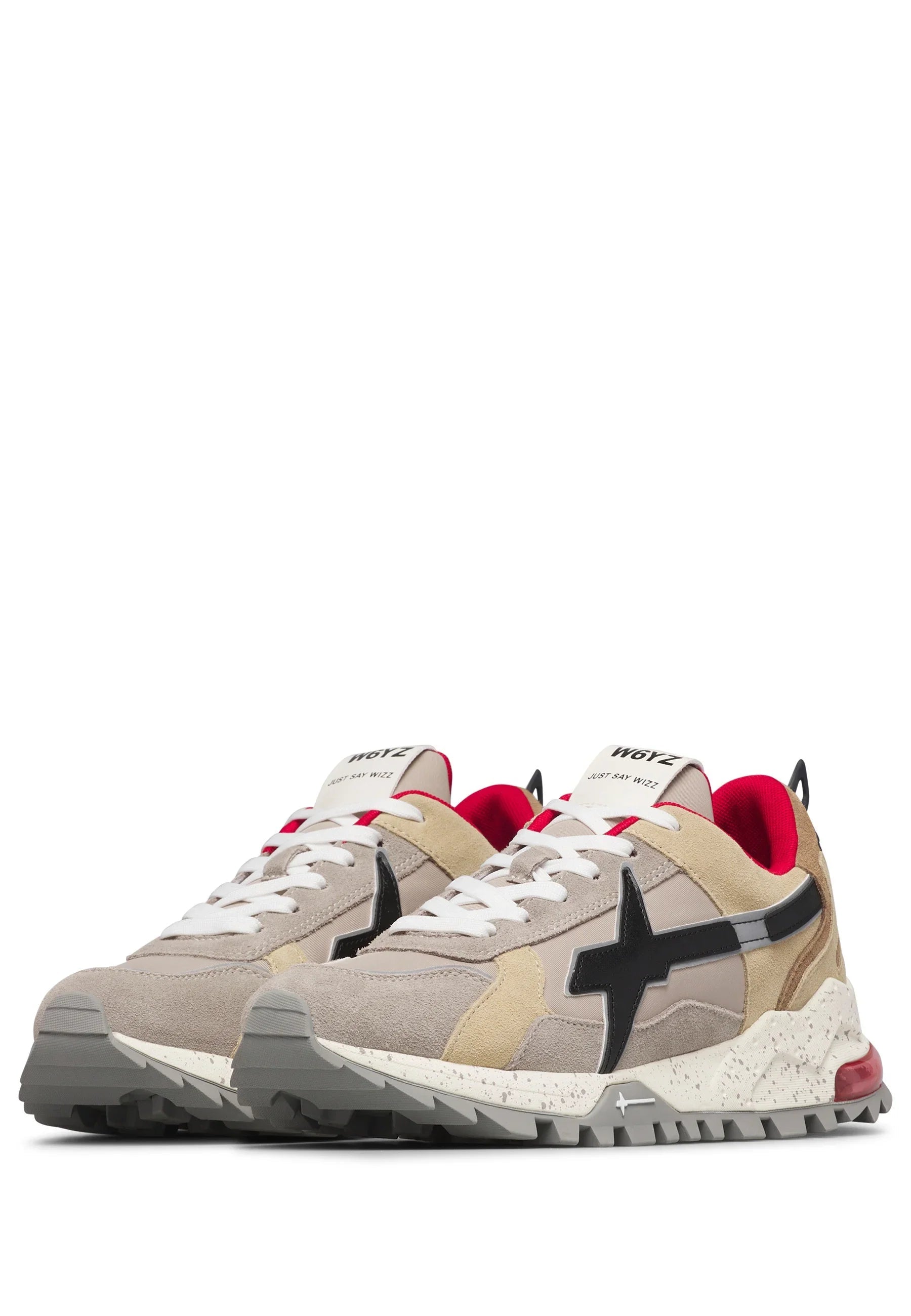 W6yz sneakers uomo Breeze in suede e tessuto tecnico beige rosso 201861206 3D65 W6YZ