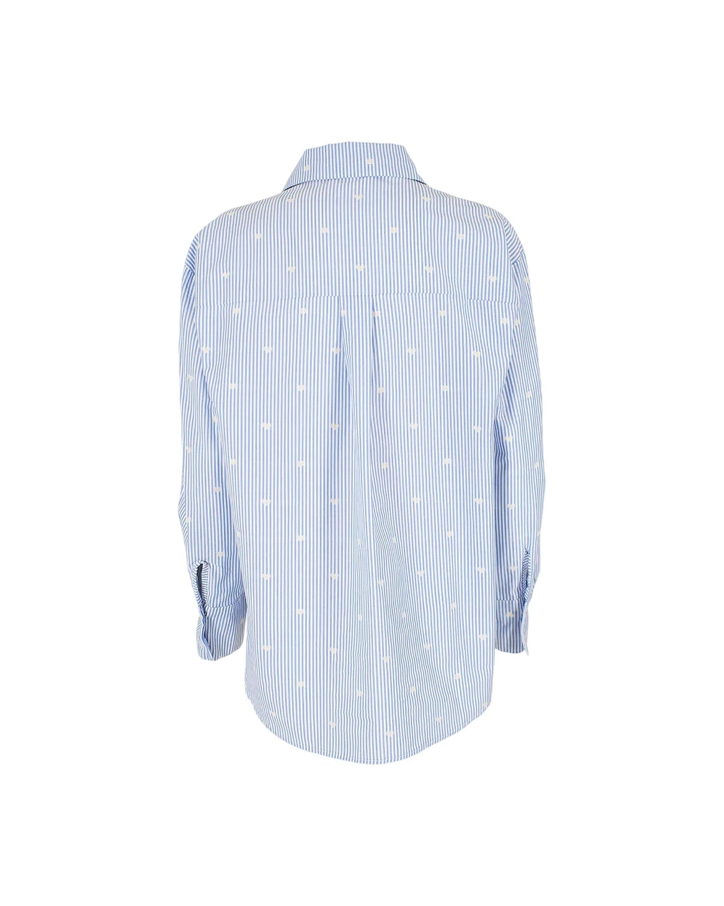 Yes Zee camicia donna a righe con cuoricini celeste bianco C418-Y400 2713 YES-ZEE