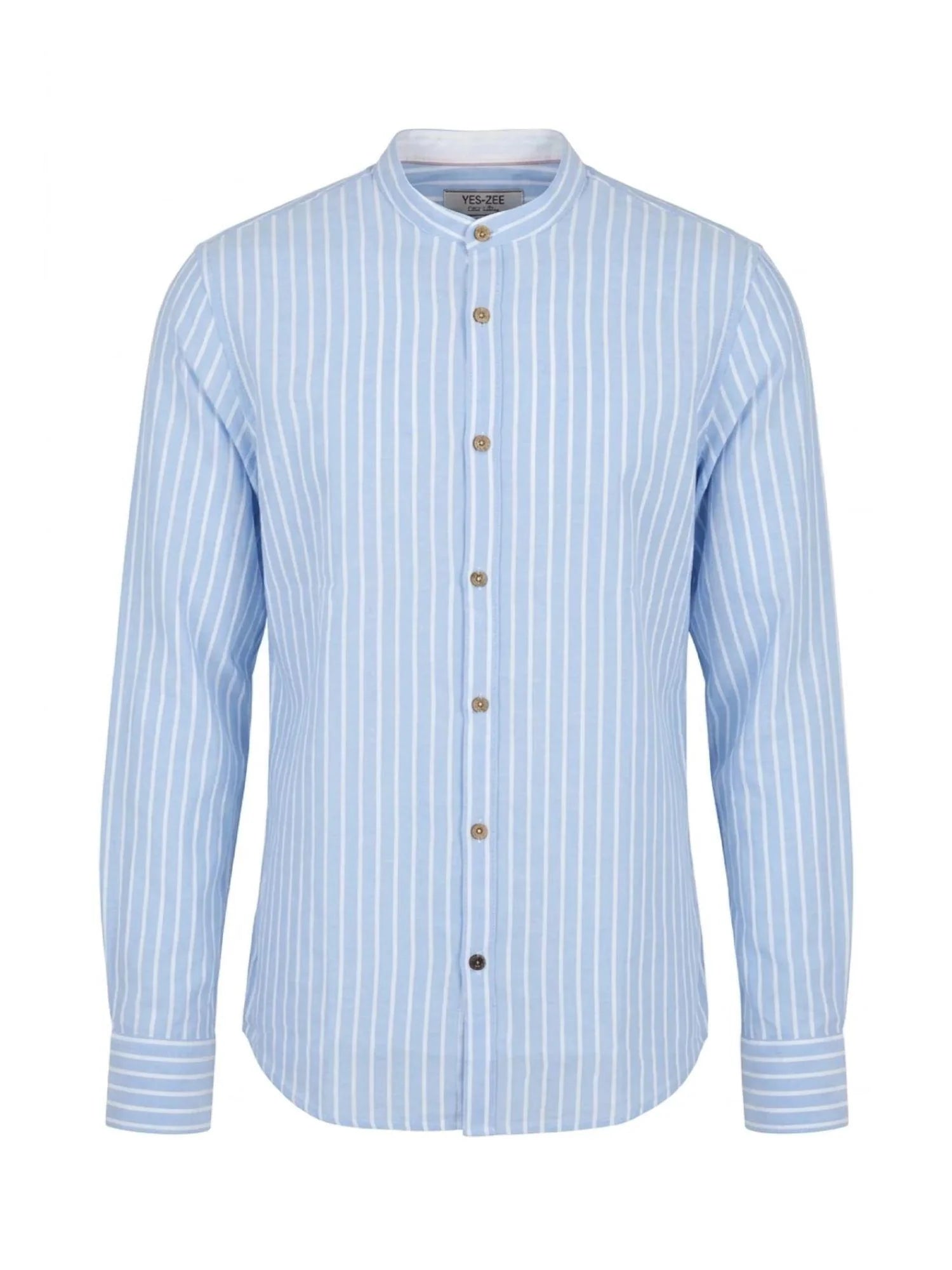 Yes Zee camicia uomo a righe misto lino celeste C512-UA00 2700 YES-ZEE