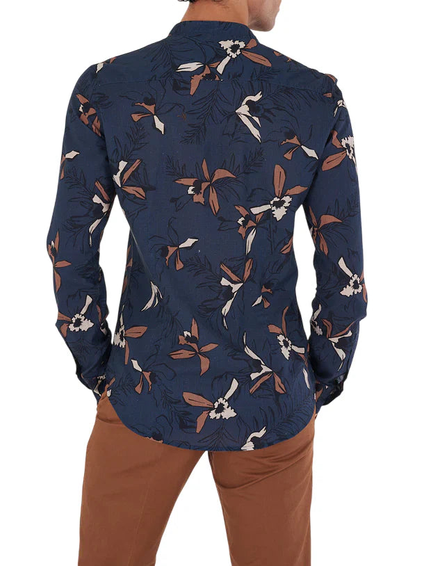 Yes Zee camicia uomo alla coreana in fantasia blu C512-UD00 2001 YES-ZEE