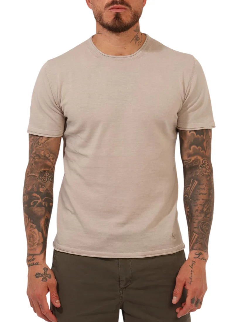 Yes Zee maglia uomo in cotone beige M716-DH00 0222 YES-ZEE