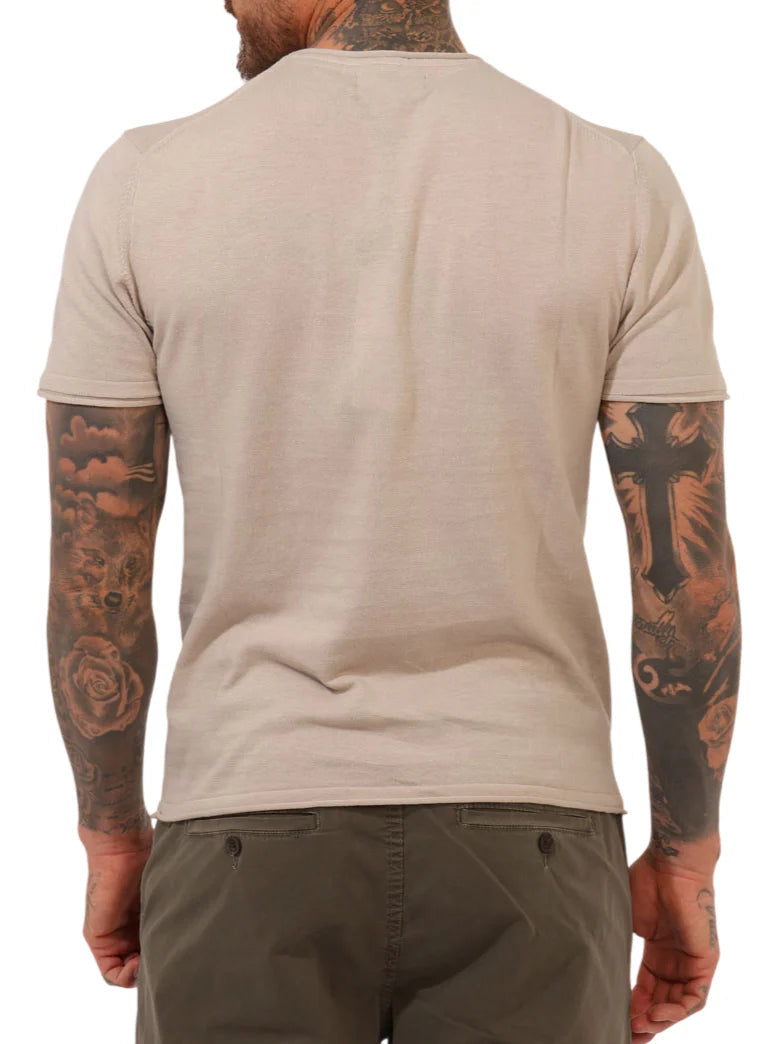 Yes Zee maglia uomo in cotone beige M716-DH00 0222 YES-ZEE