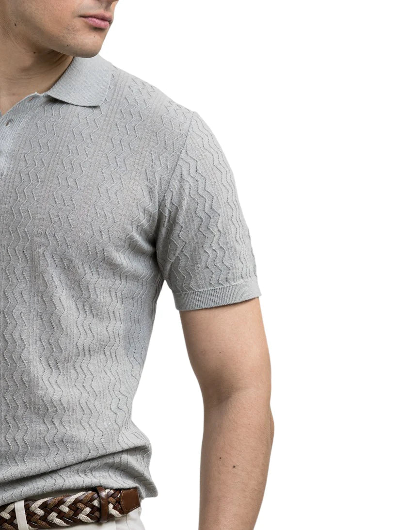 Yes Zee polo uomo in maglia trama chevron verde salvia M718-H600 0809 YES-ZEE