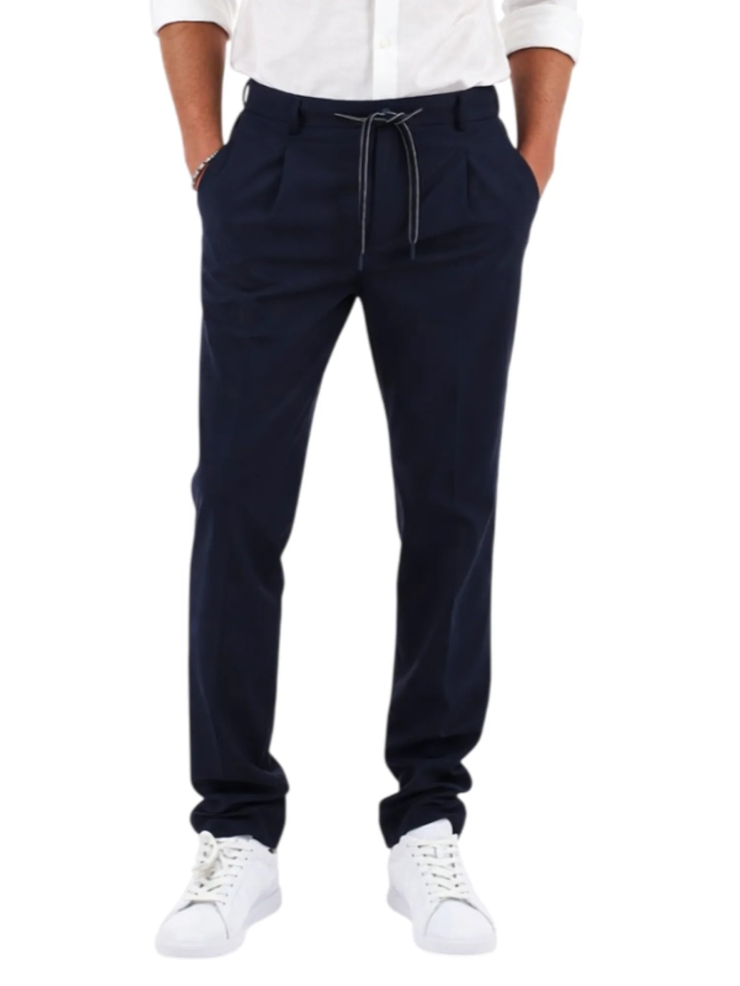 Yes Zee pantaloni uomo slim in nylon blu P670-KQ00 0710 YES-ZEE