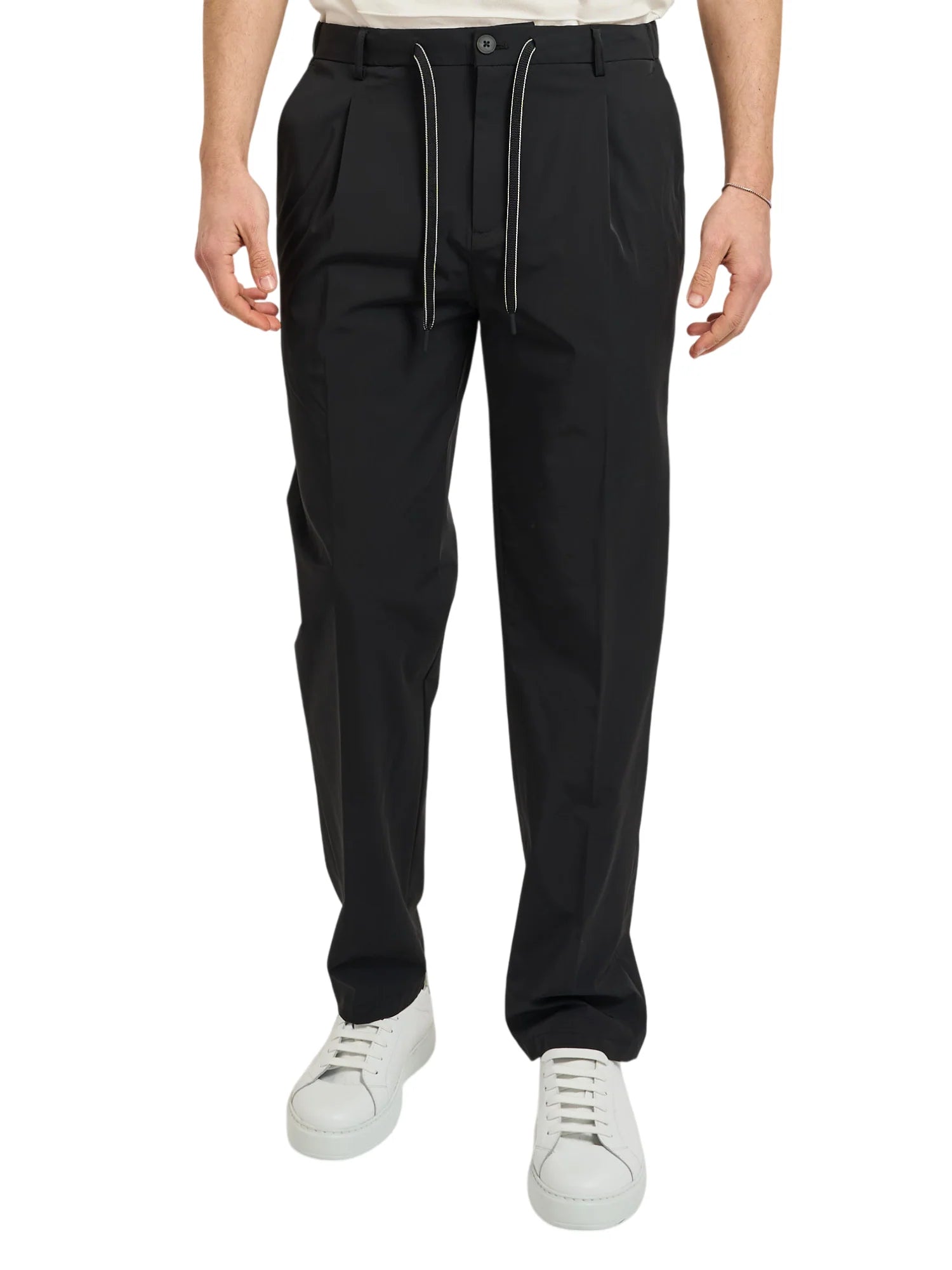 Yes Zee pantaloni uomo slim in nylon nero P670-KQ00 0801 YES-ZEE
