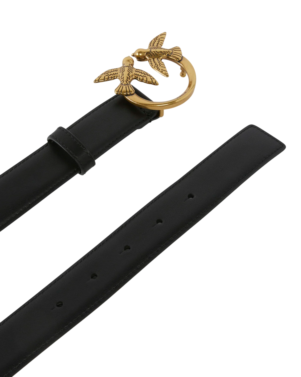 Pinko cintura in pelle con fibbia Love Birds h3 nero argento 100125-A0F1 Z99O PINKO