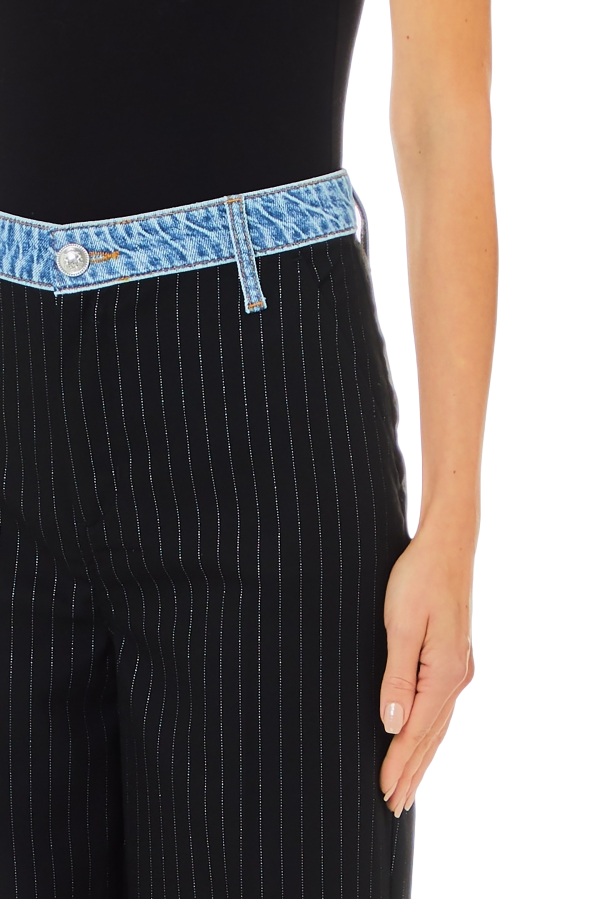 Liu Jo pantaloni gessati gamba dritta nero UF4079DS059 78751 LIU JO
