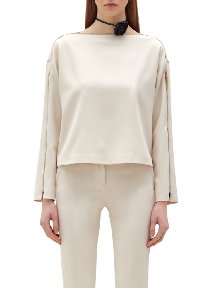 Blugirl blusa in cady con cerniere panna RF5027T3190 10110 BLUGIRL