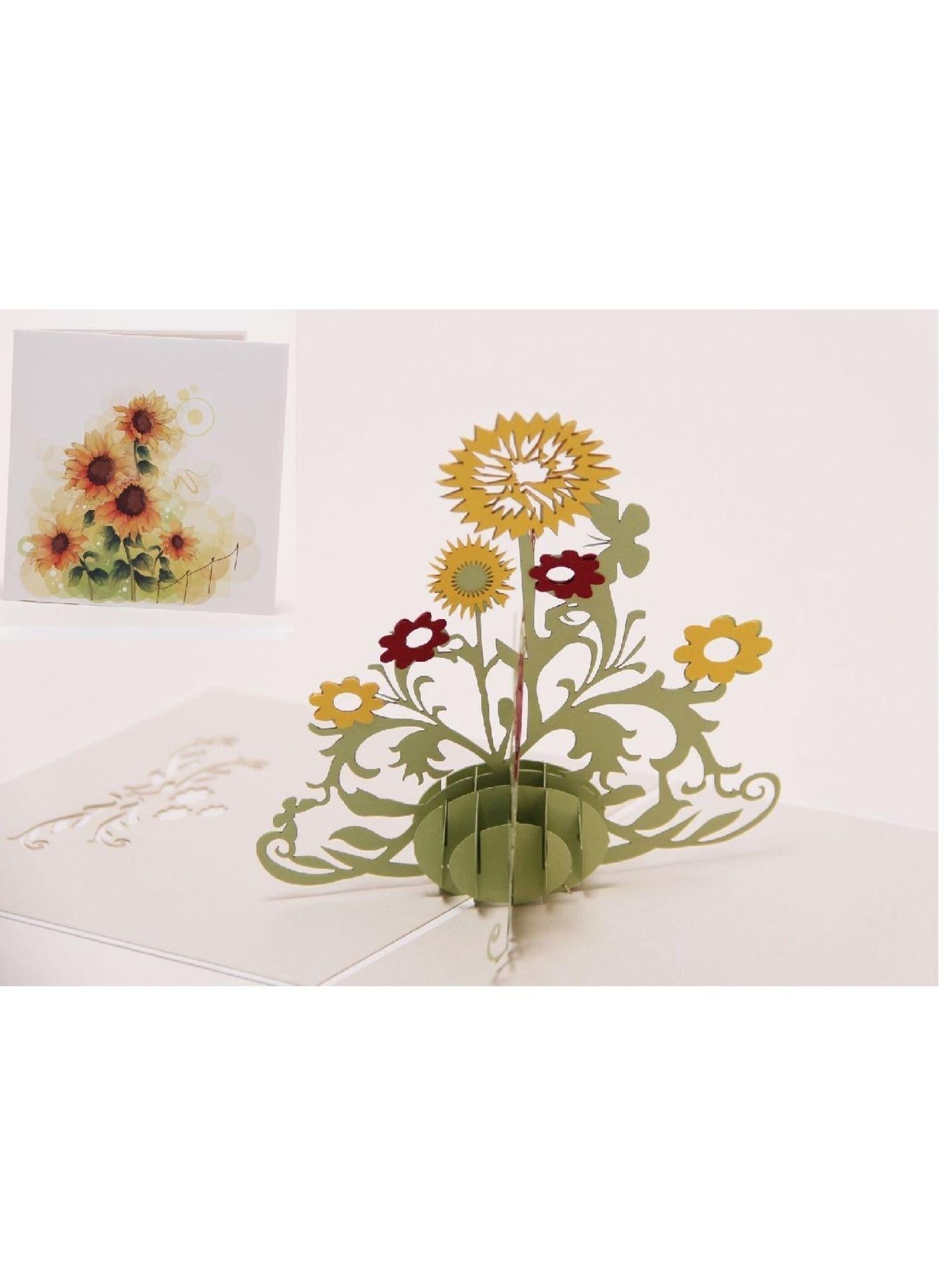 Origamo biglietto di auguri con girasoli KN050 GIRASOLI COLOR ORIGAMO